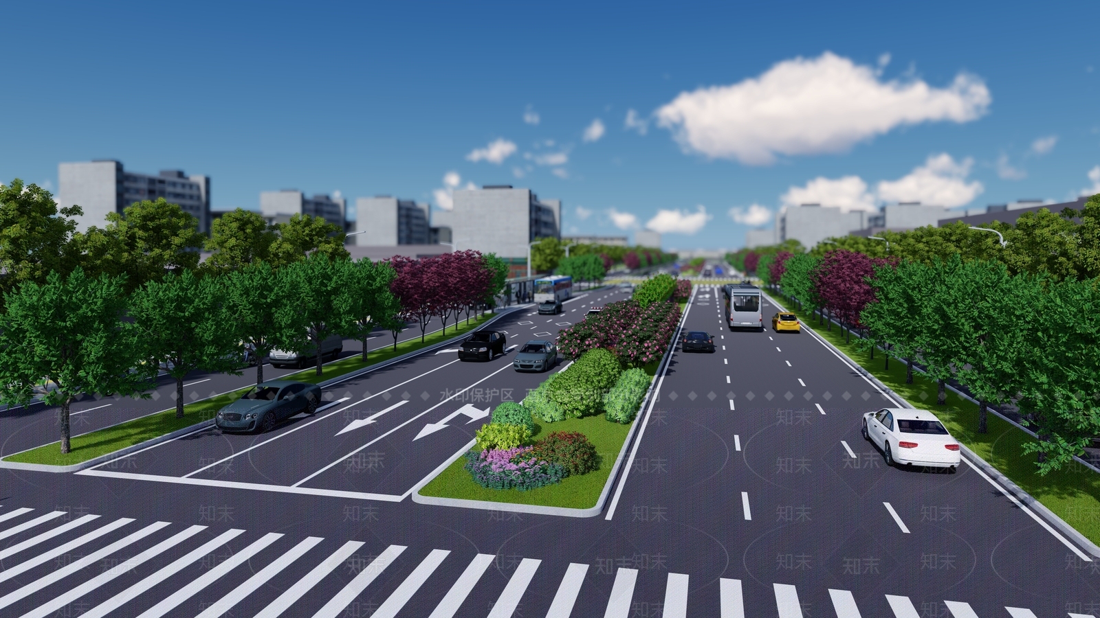 现代城市主干道SU模型下载【ID:1149325852】