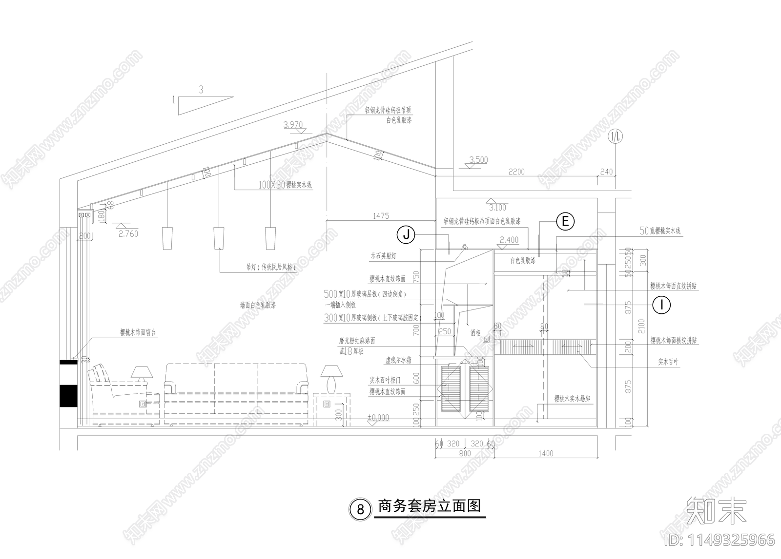 武夷山大王阁商务酒店套房cad施工图下载【ID:1149325966】