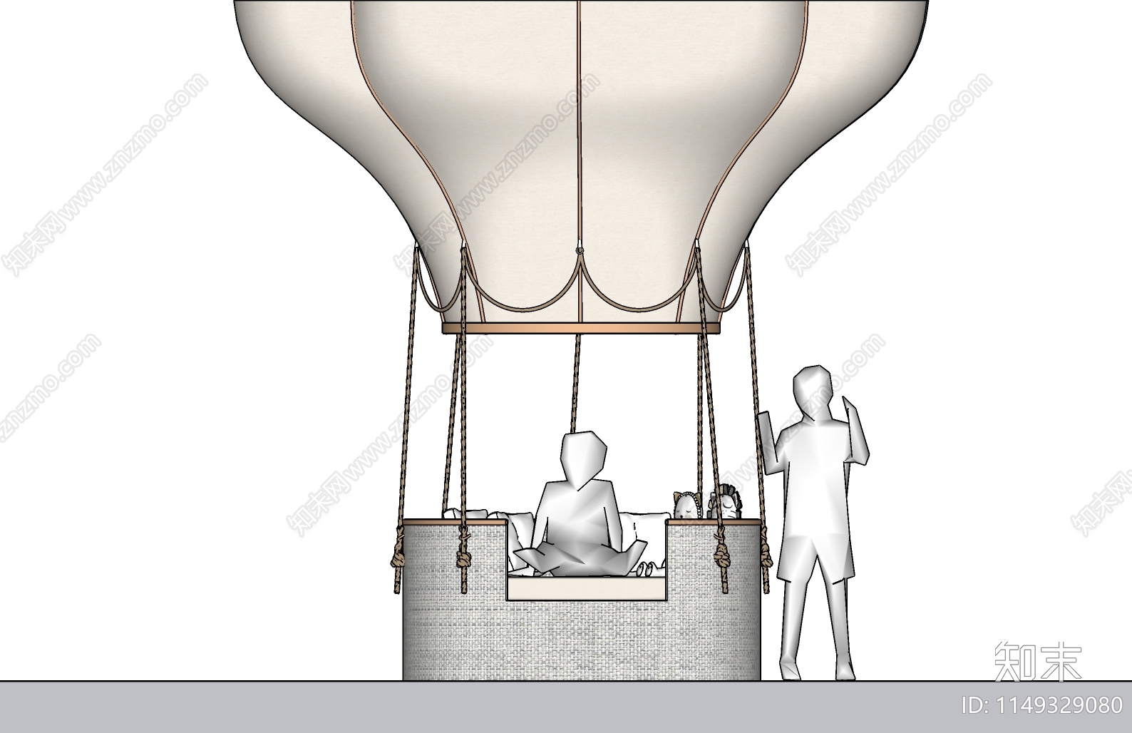 现代热气球圆床SU模型下载【ID:1149329080】
