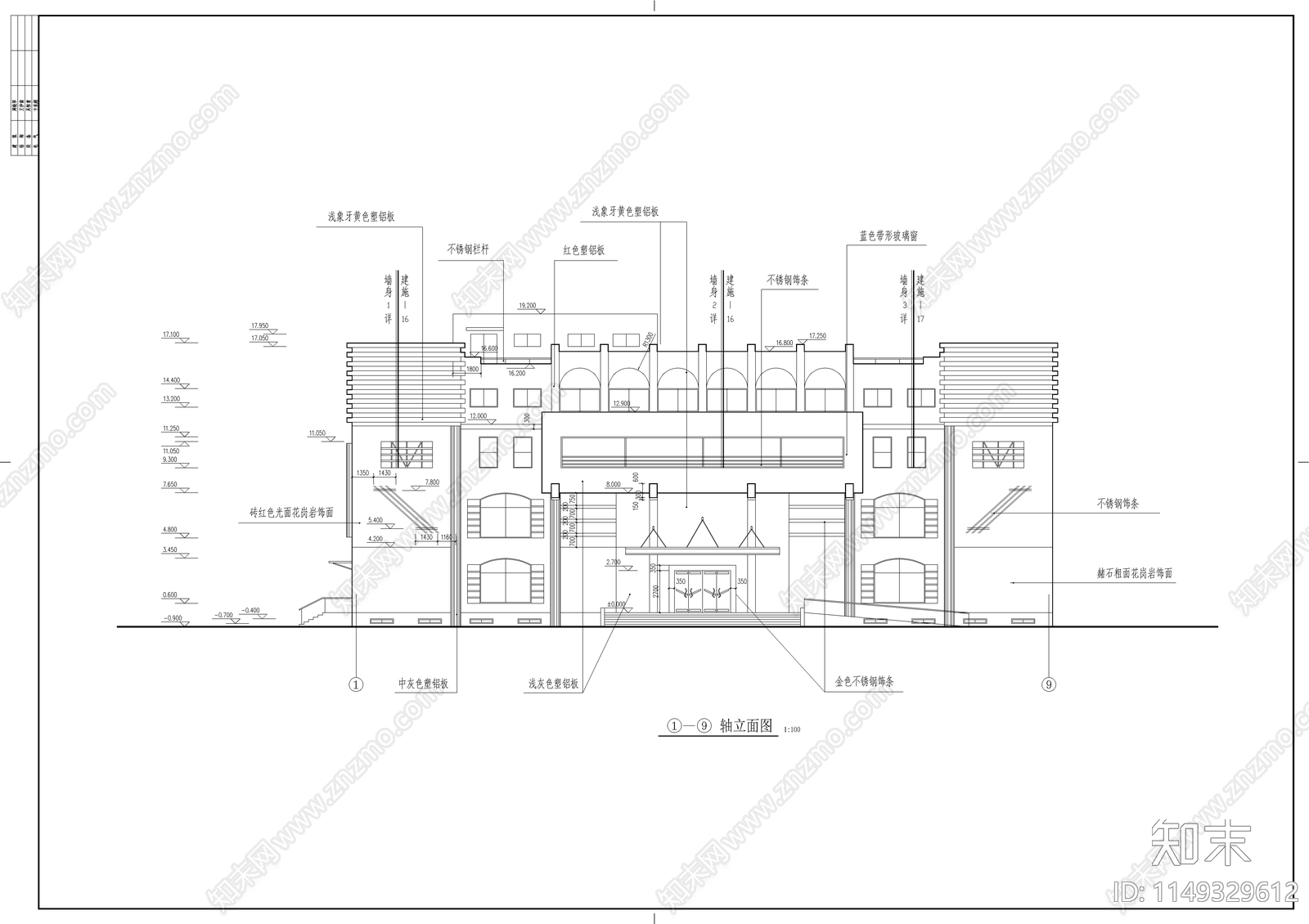 小区超市建筑cad施工图下载【ID:1149551669】