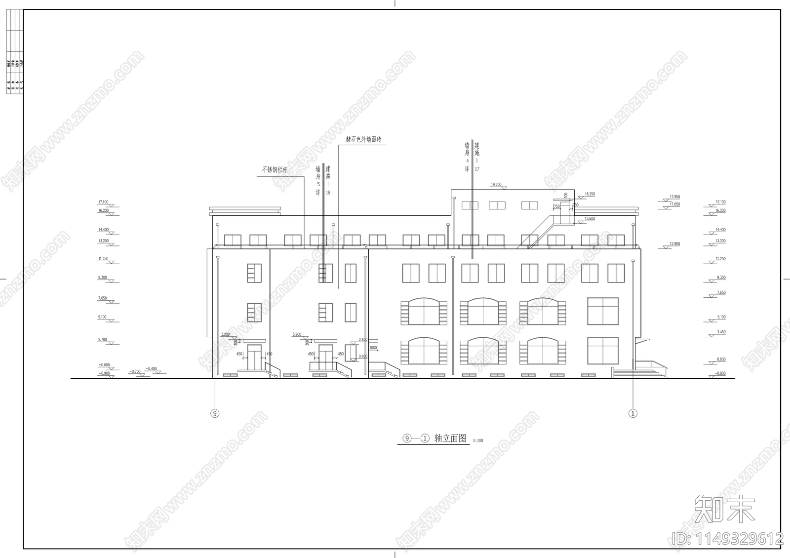 小区超市建筑cad施工图下载【ID:1149551669】