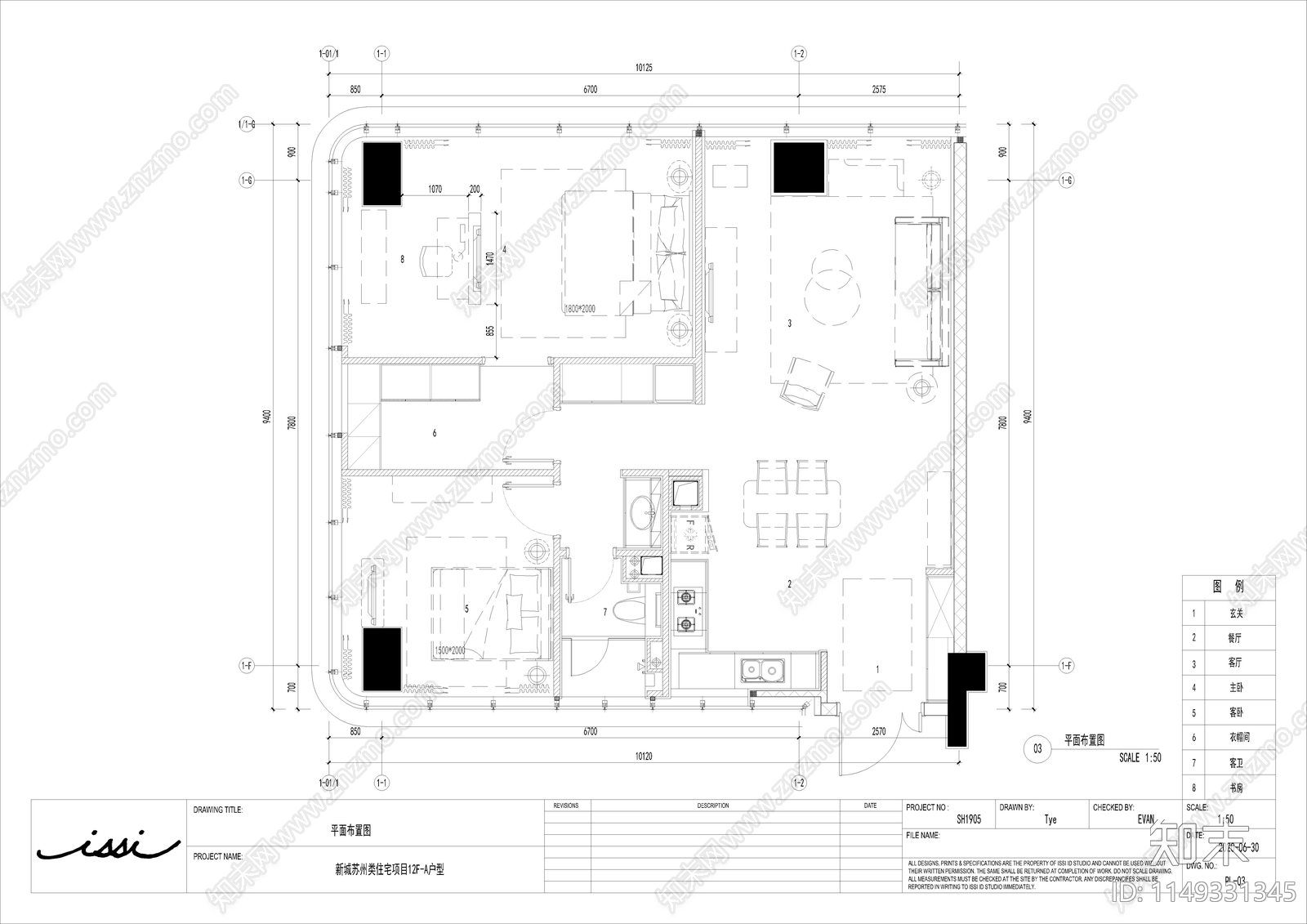 现代公寓室内装饰cad施工图下载【ID:1149331345】