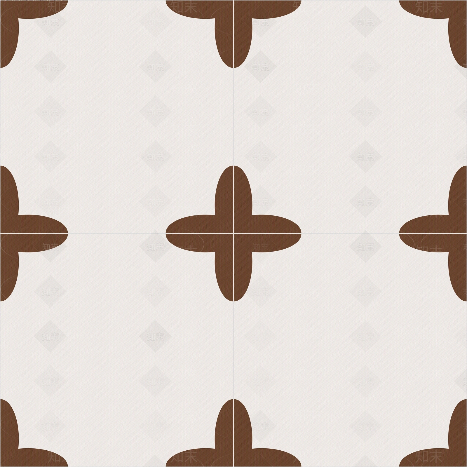 无缝中古咖色花砖瓷砖贴图下载【ID:1149331360】