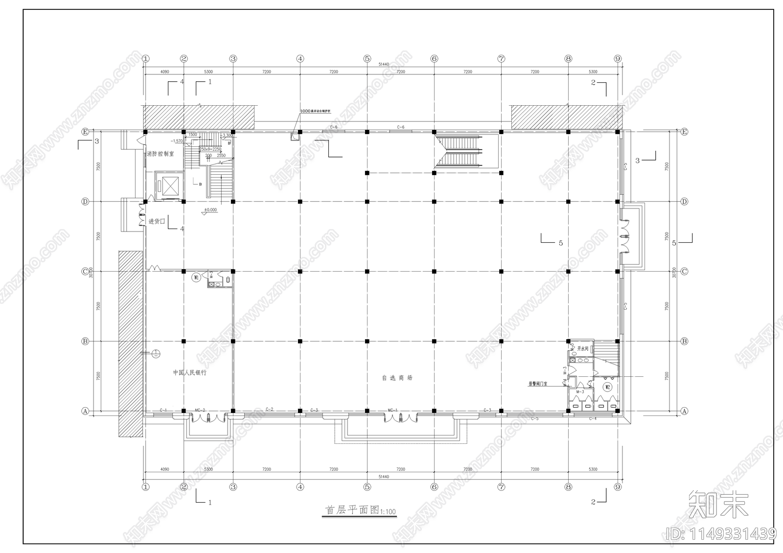 小型超市室内cad施工图下载【ID:1149331439】