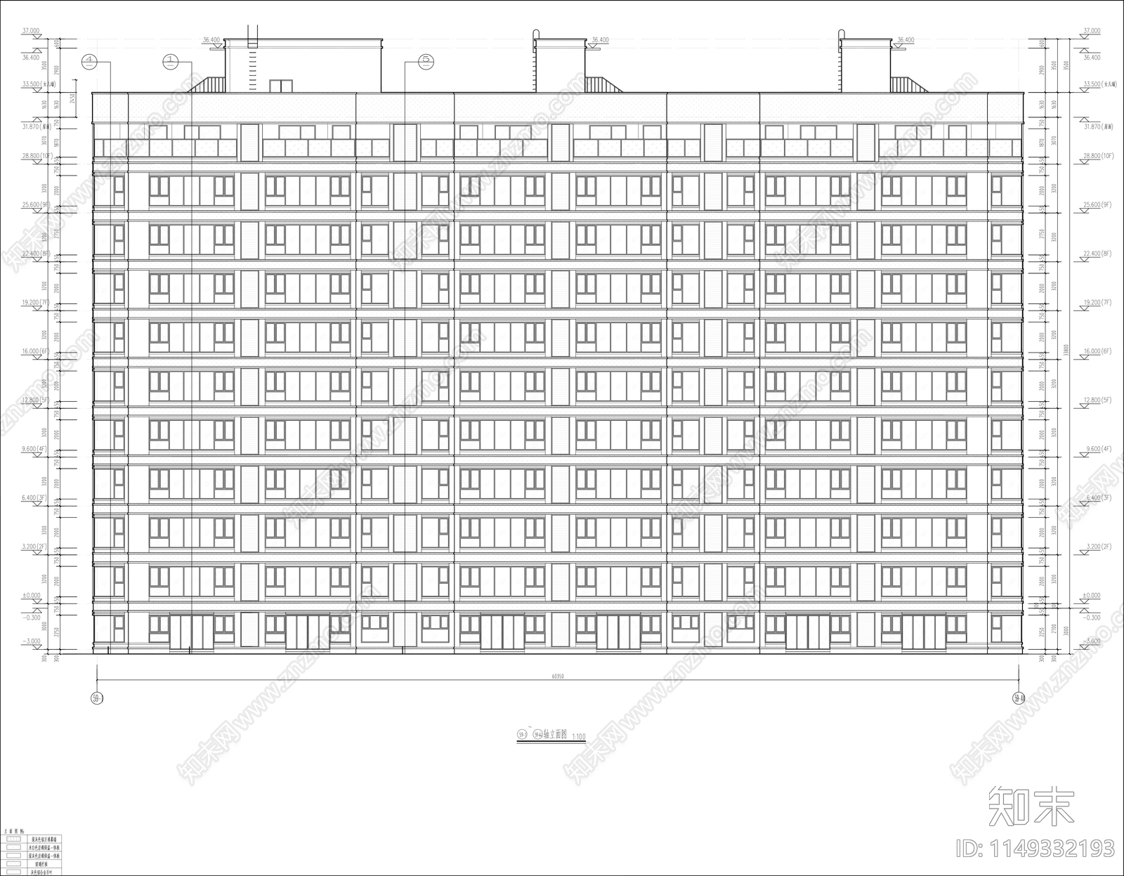 10层板楼住宅节点cad施工图下载【ID:1149332193】