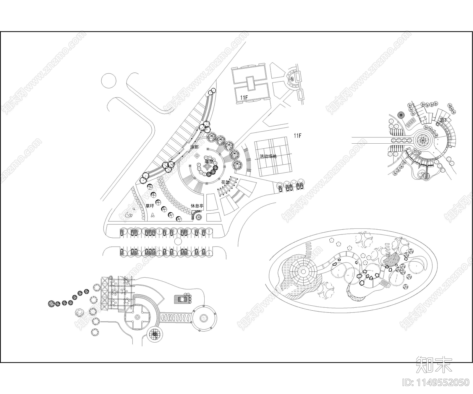 常用园林景观cad施工图下载【ID:1149552050】