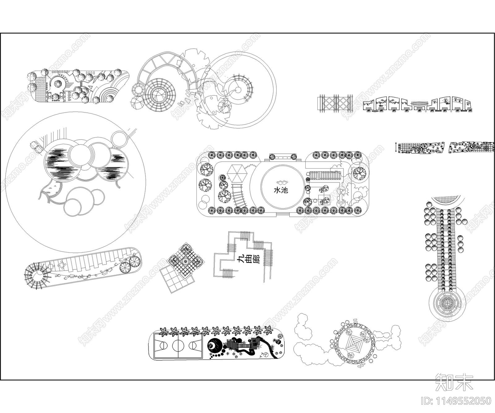 常用园林景观cad施工图下载【ID:1149552050】