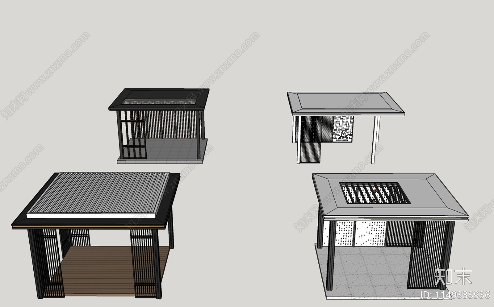 现代户外景观凉亭SU模型下载【ID:1149333936】