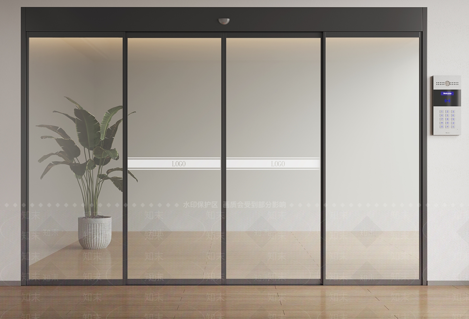 现代电动玻璃门3D模型下载【ID:1149336678】