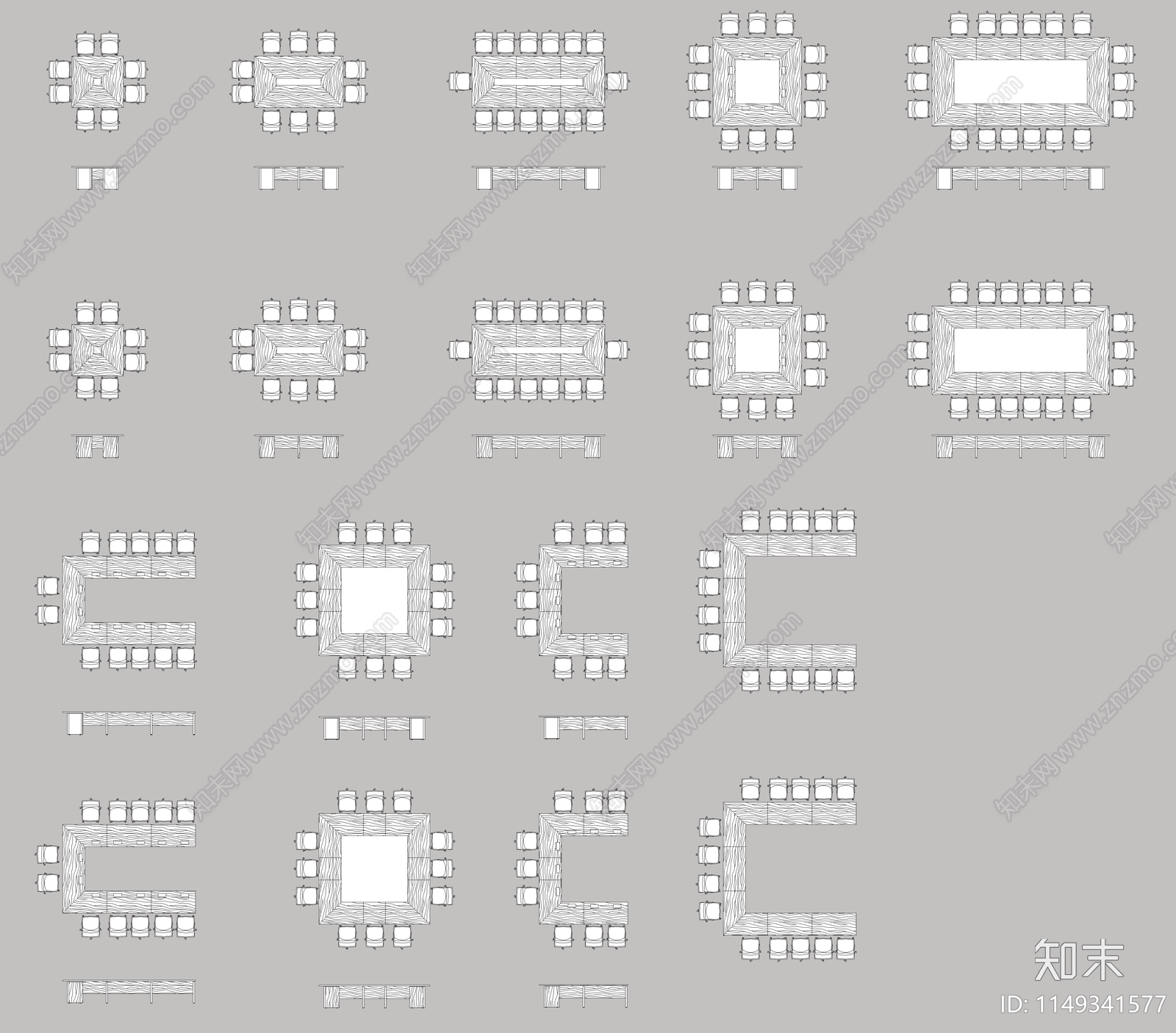 会议桌图库施工图下载【ID:1149341577】