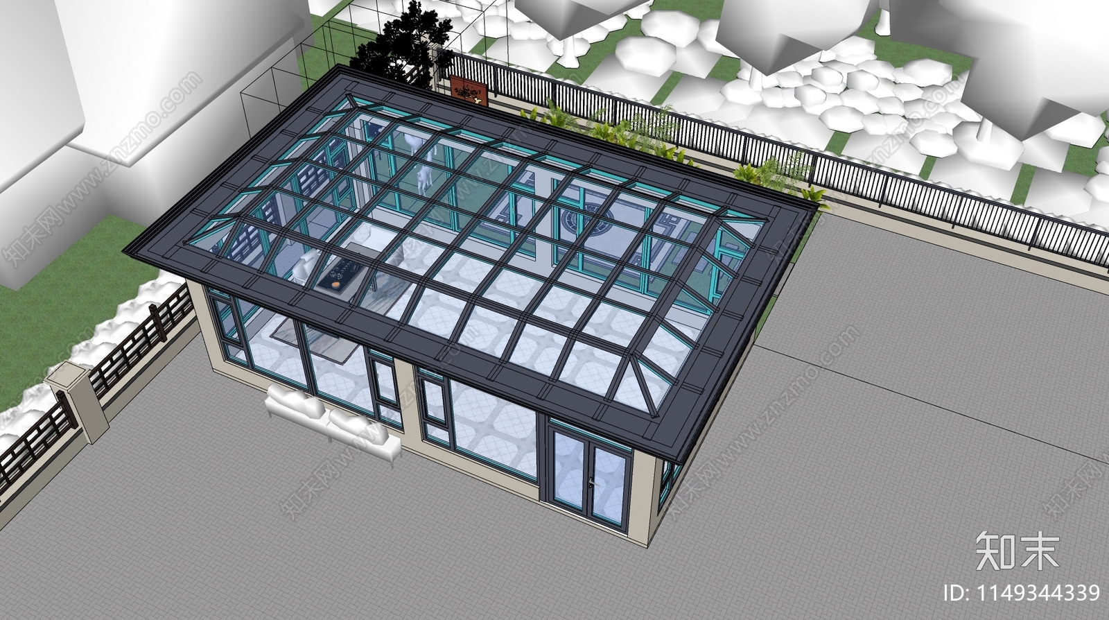 现代休闲阳光房SU模型下载【ID:1149344339】