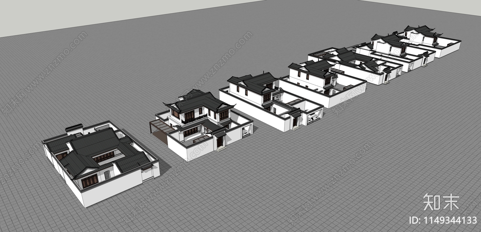 中式四合院SU模型下载【ID:1149344133】