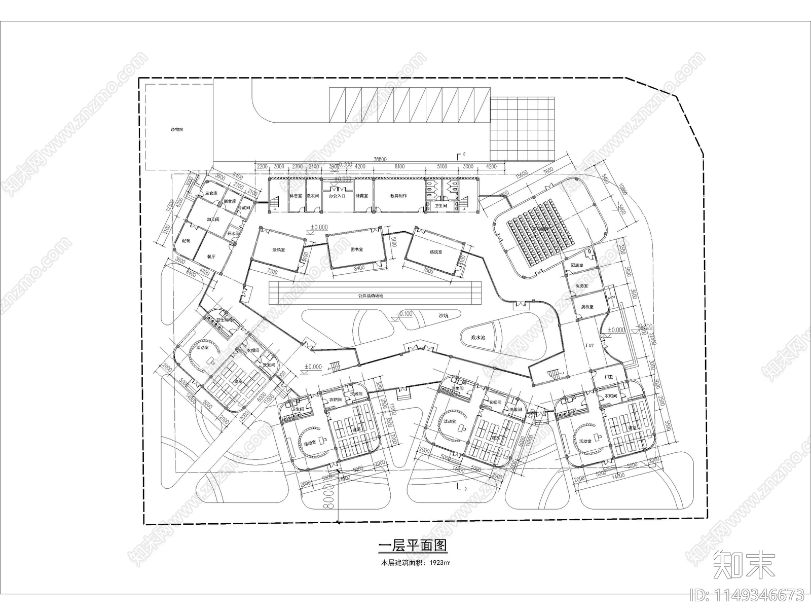 幼儿园场地及布局设计cad施工图下载【ID:1149346673】