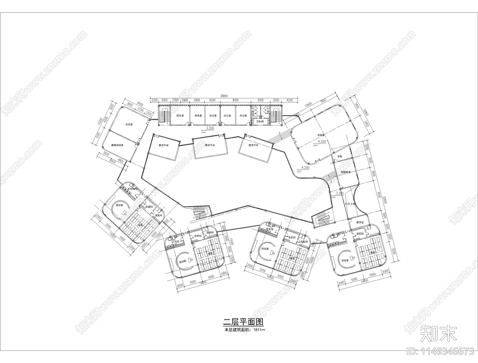 幼儿园场地及布局设计cad施工图下载【ID:1149346673】