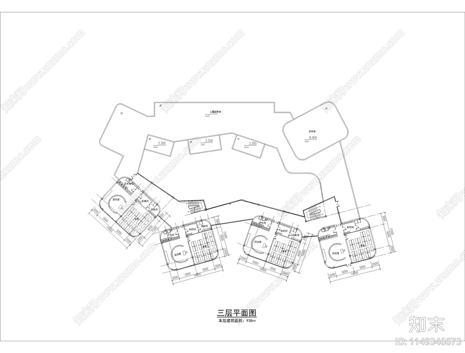 幼儿园场地及布局设计cad施工图下载【ID:1149346673】