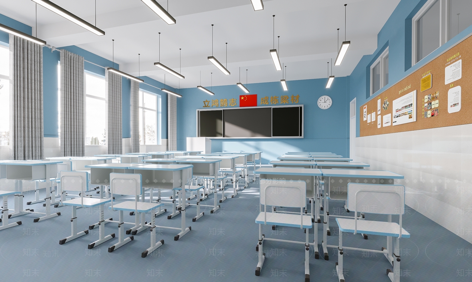 现代学校教室SU模型下载【ID:1149346328】