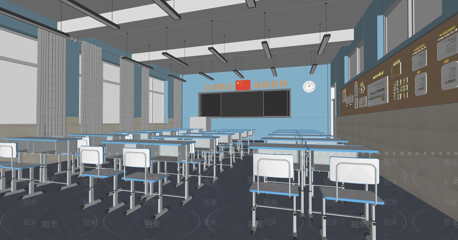 现代学校教室SU模型下载【ID:1149346328】