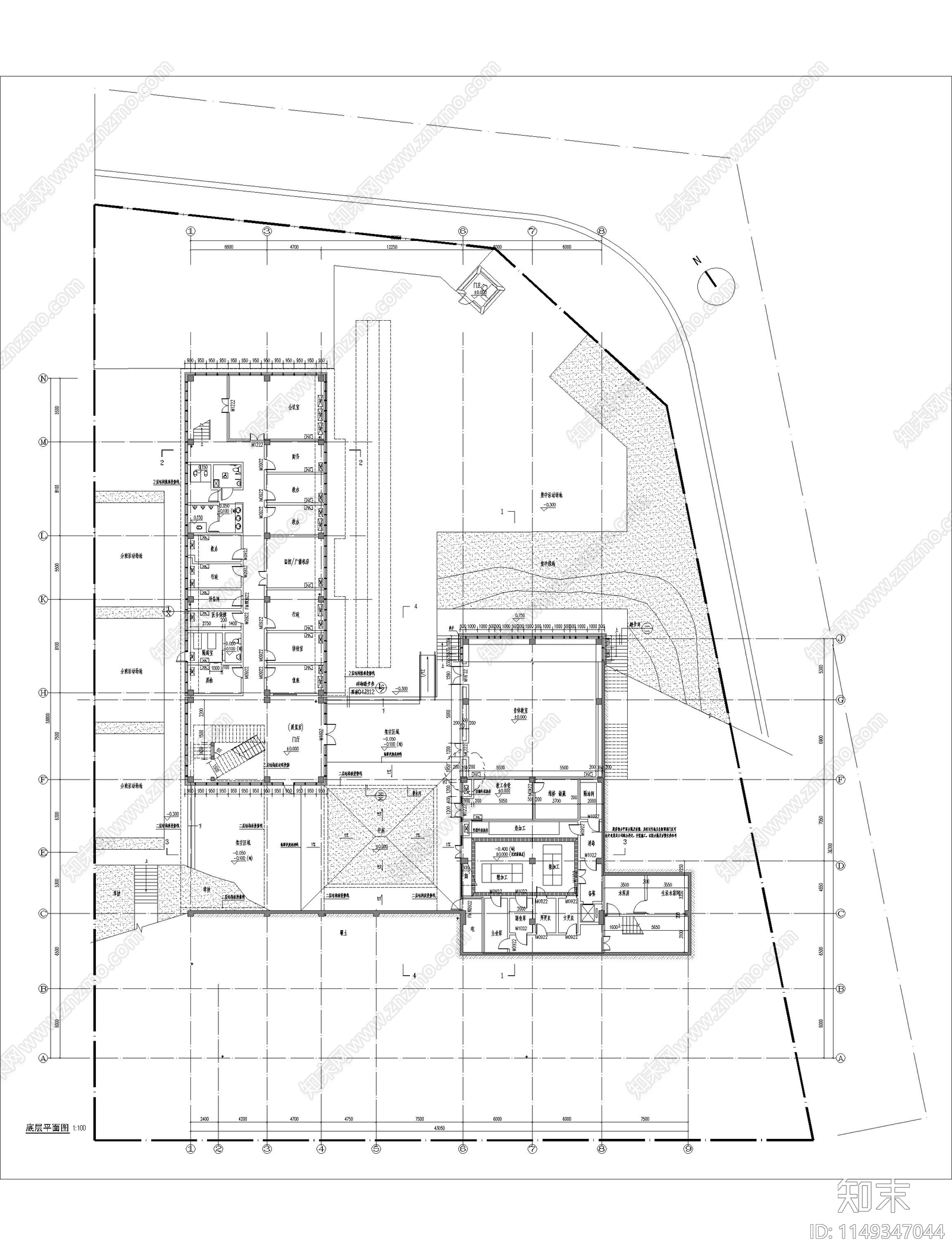 9班幼儿园平面方案及设计说明施工图下载【ID:1149347044】