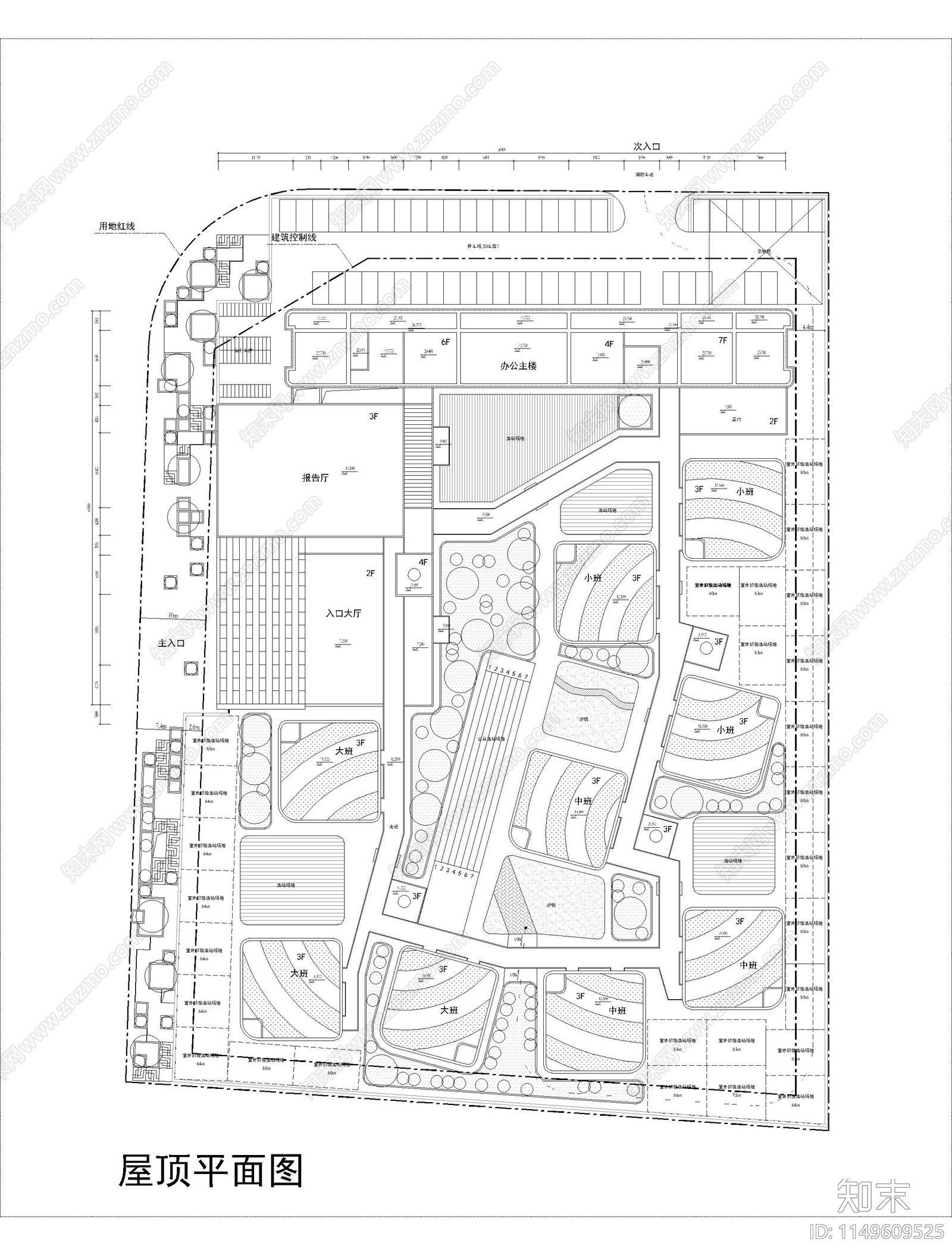 大型幼儿园场地建筑cad施工图下载【ID:1149609525】