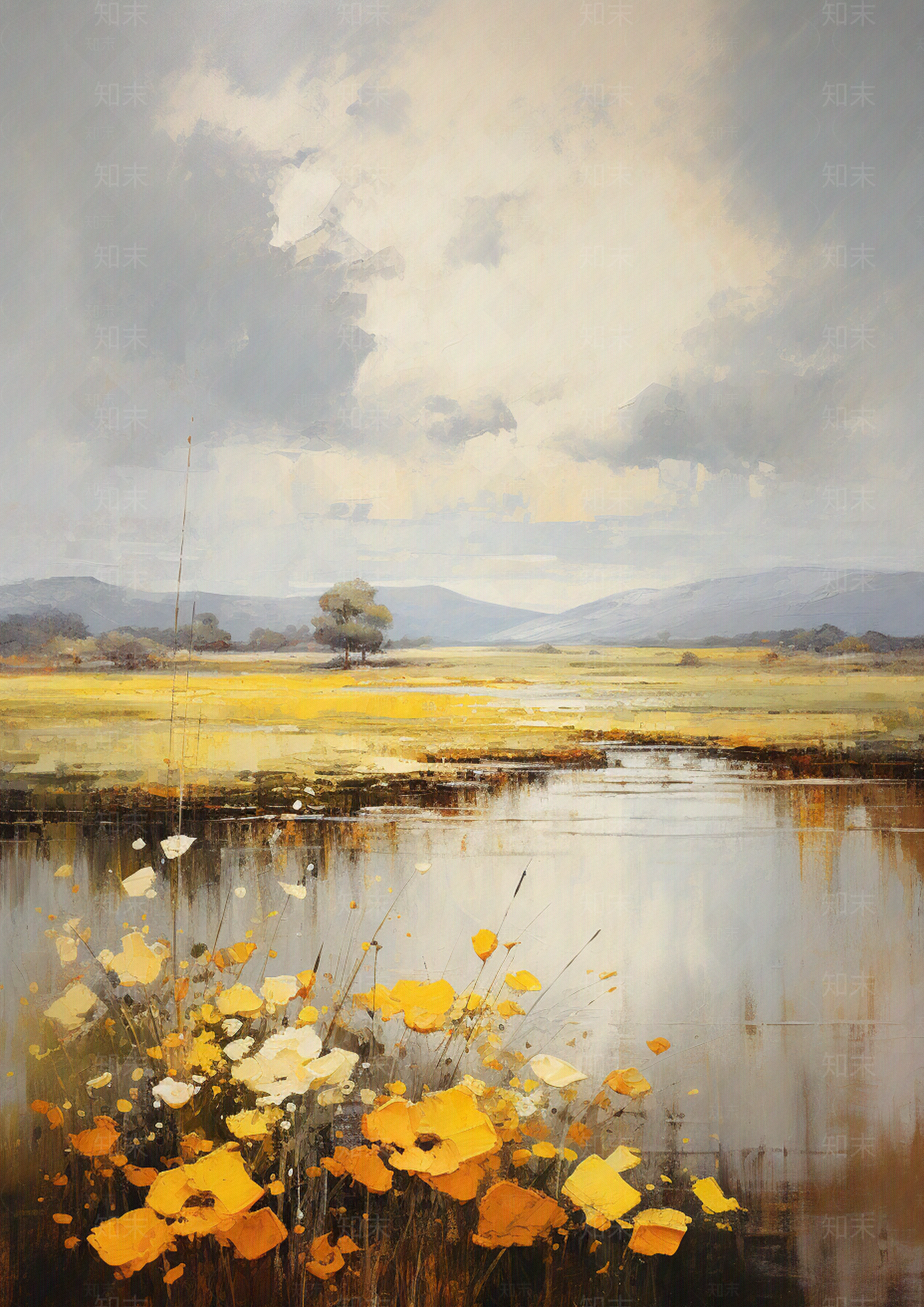 现代风景油画装饰画贴图下载【ID:1149350749】