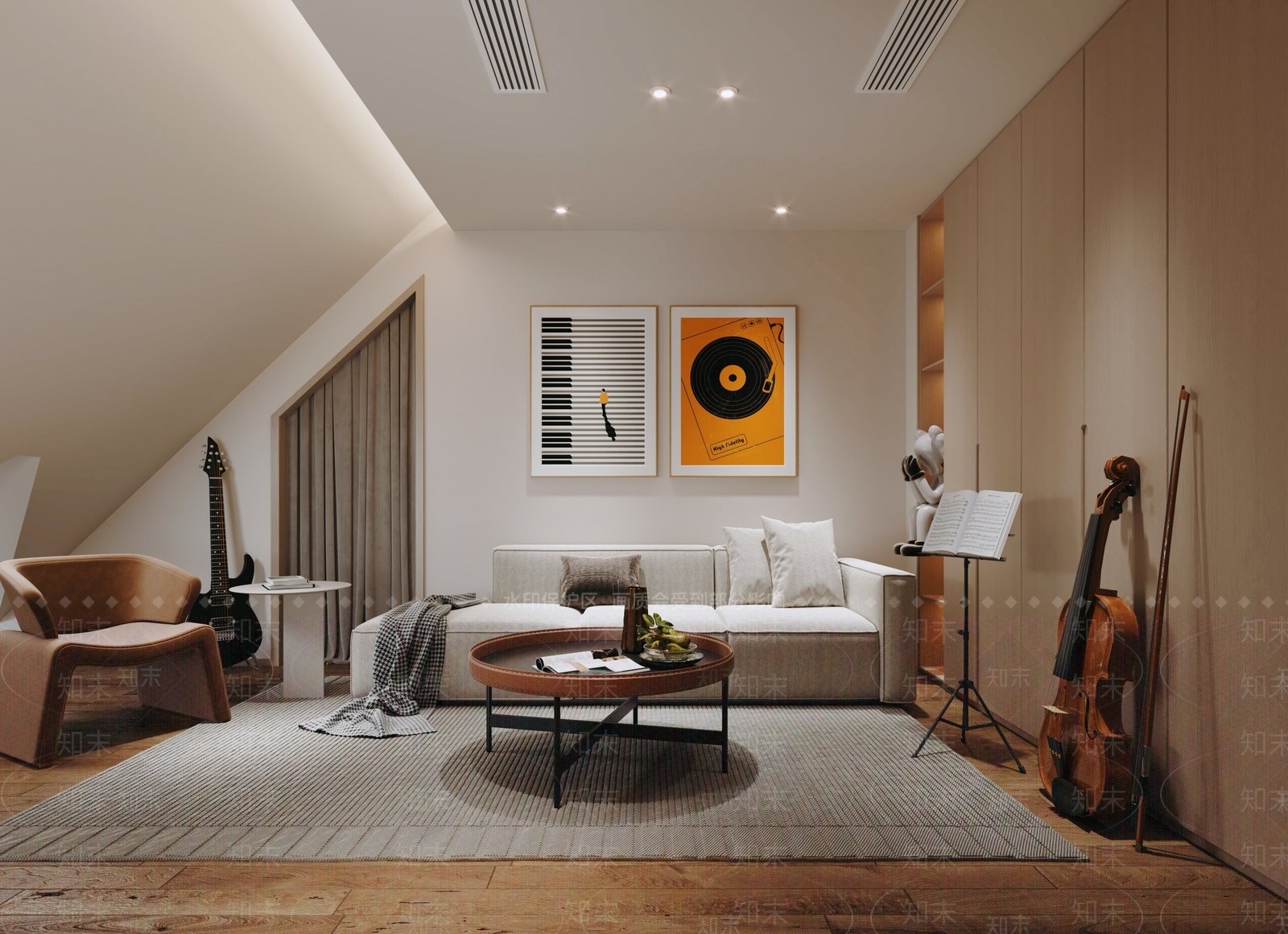 现代琴房SU模型下载【ID:1149351204】