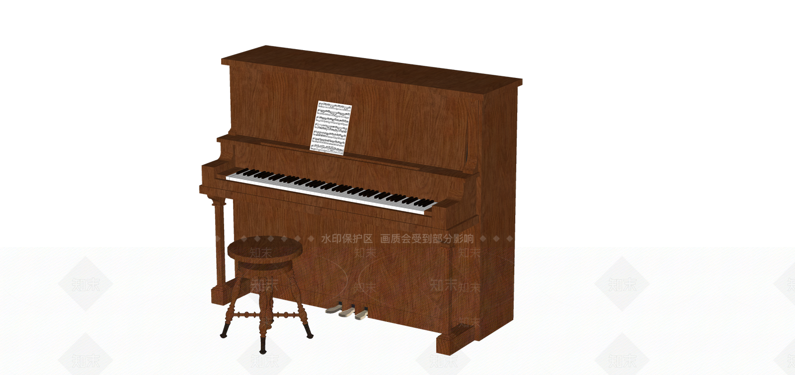 现代钢琴SU模型下载【ID:1149355740】