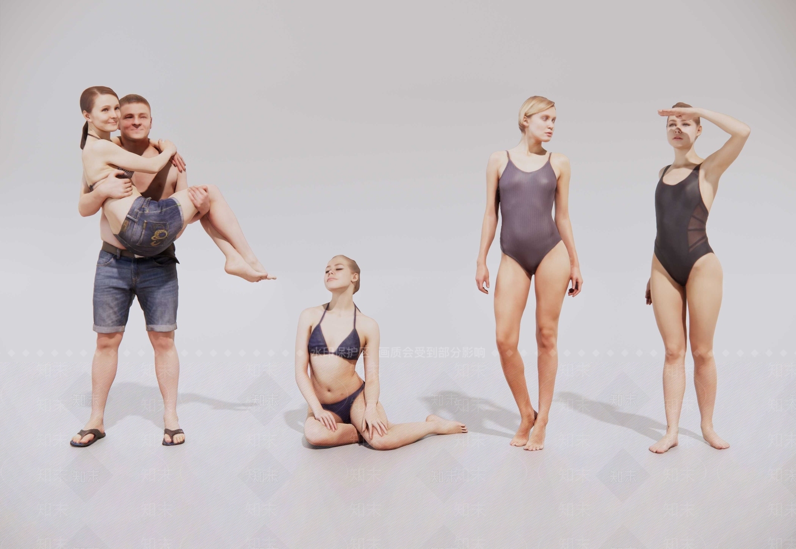 泳装人物组合SU模型下载【ID:1149358051】