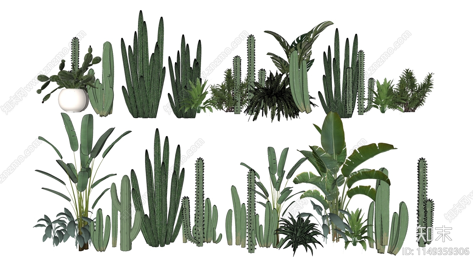 仙人掌组合SU模型下载【ID:1149359306】
