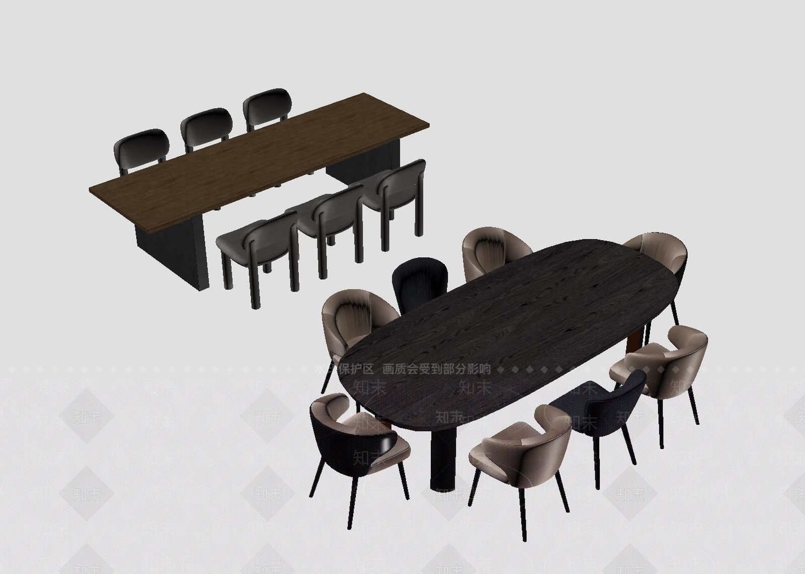 现代会议桌椅组合SU模型下载【ID:1149359226】