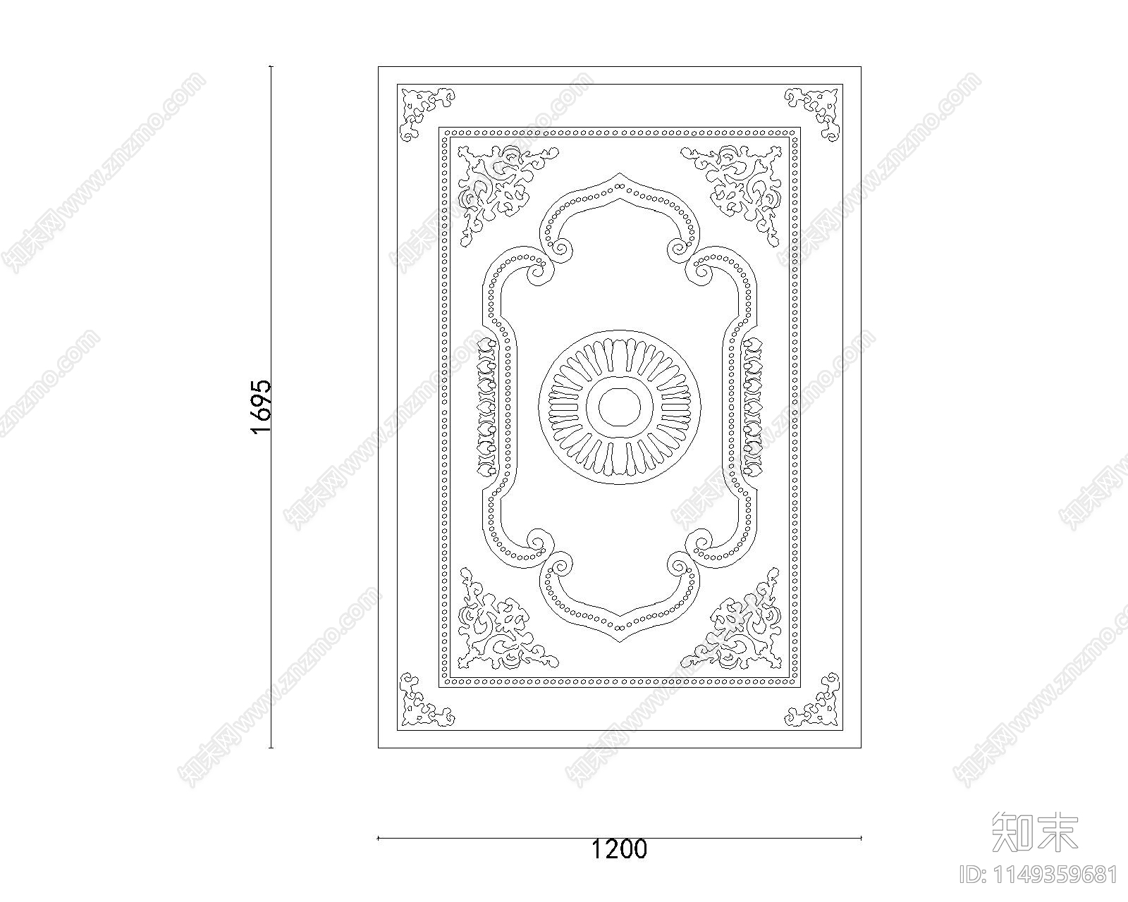 墙面砖雕cad施工图下载【ID:1149359681】