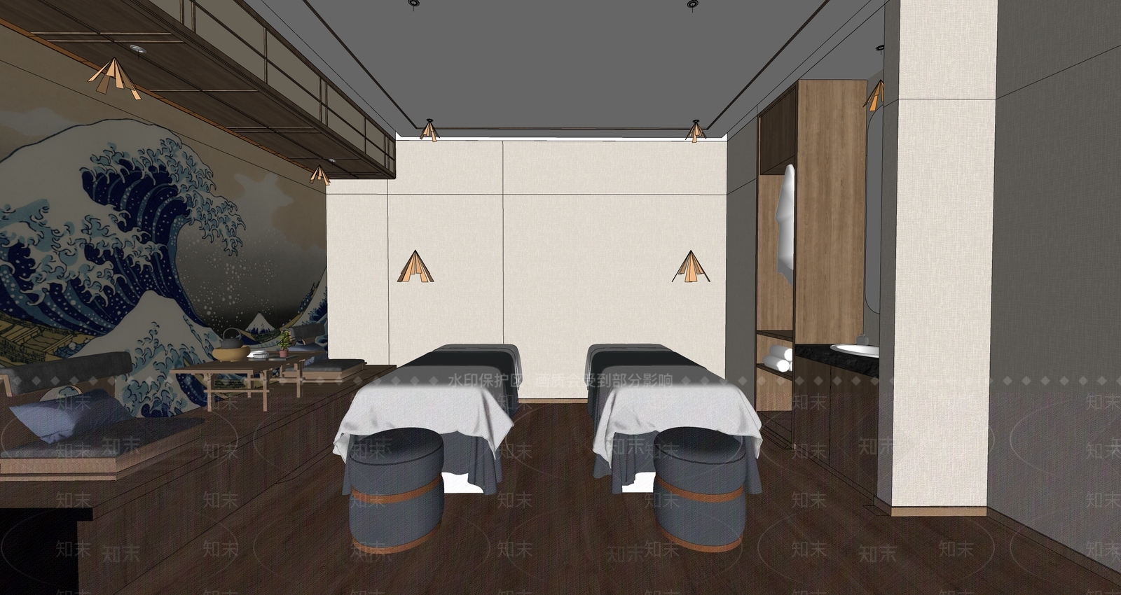 日式spa会所SU模型下载【ID:1149363861】