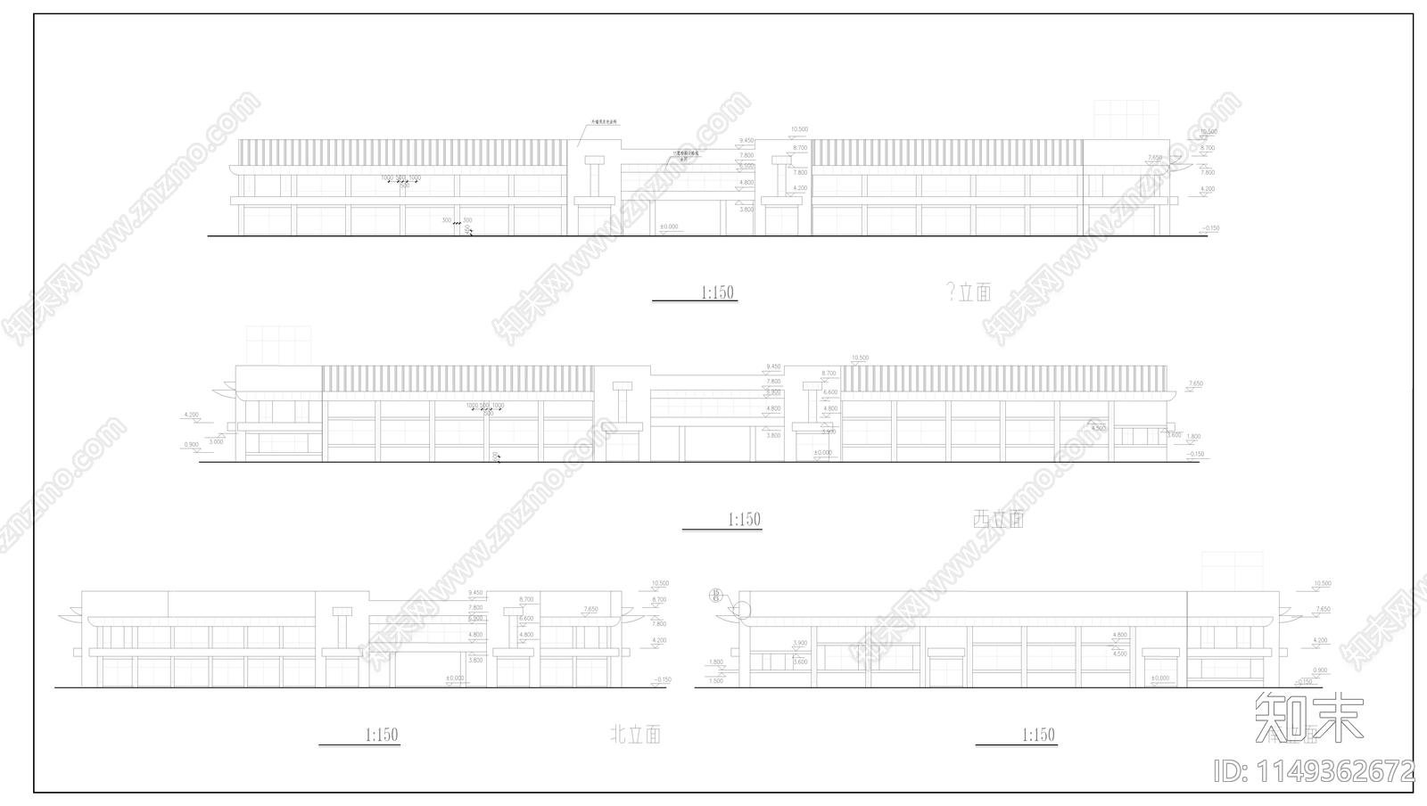 现代农贸市场建筑cad施工图下载【ID:1149720101】