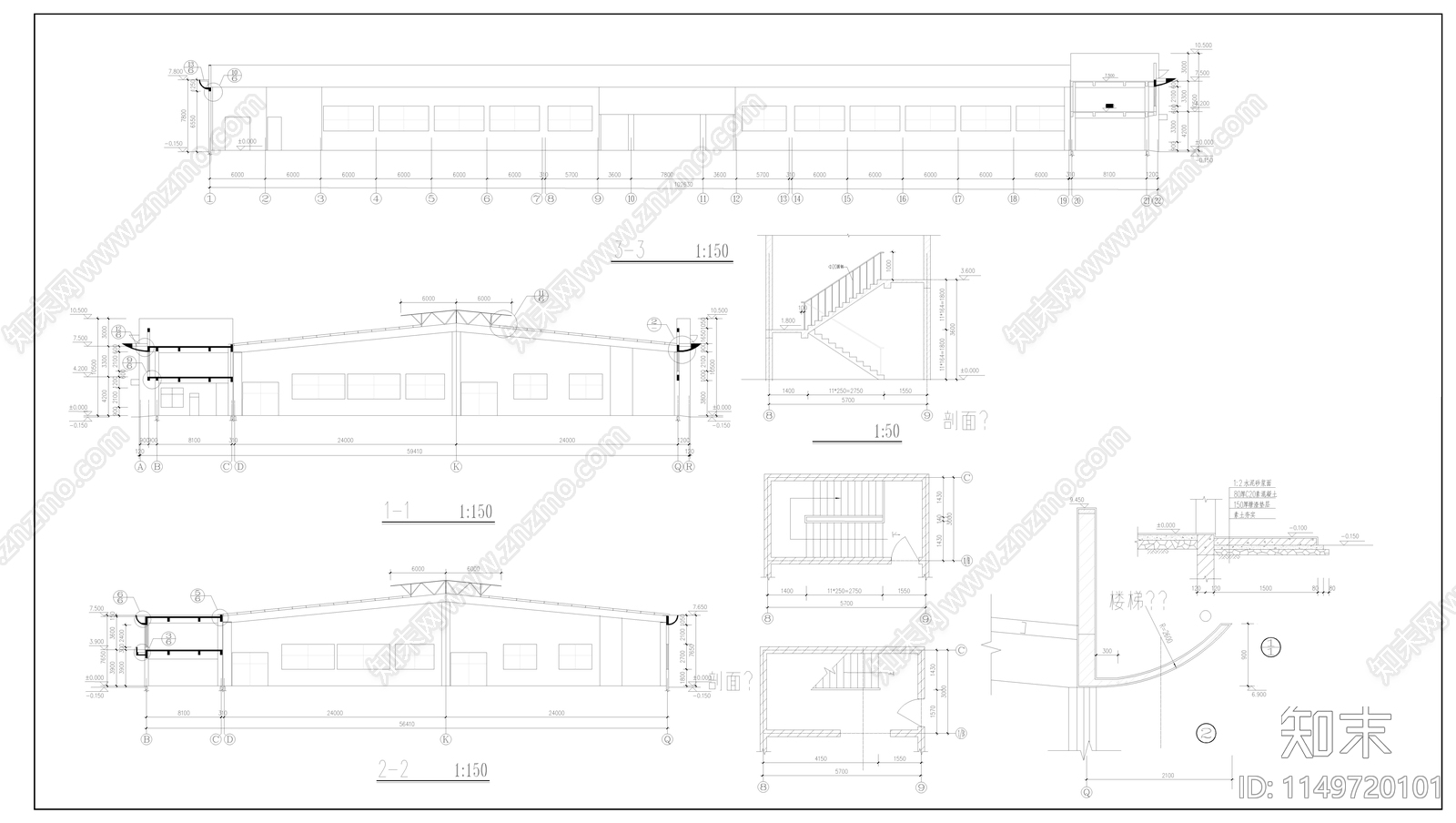 现代农贸市场建筑cad施工图下载【ID:1149720101】