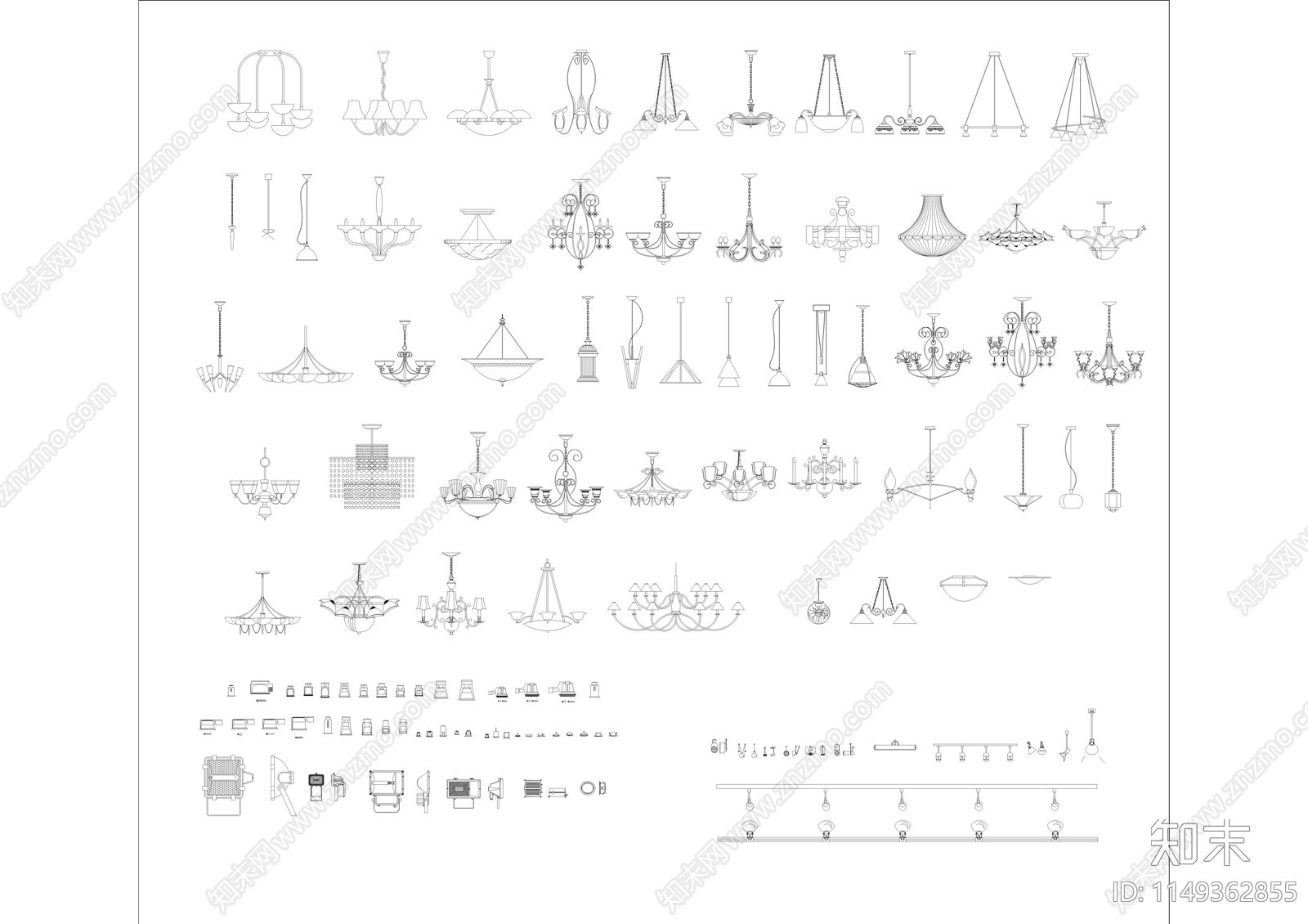 室内灯具模块图库cad施工图下载【ID:1149362855】