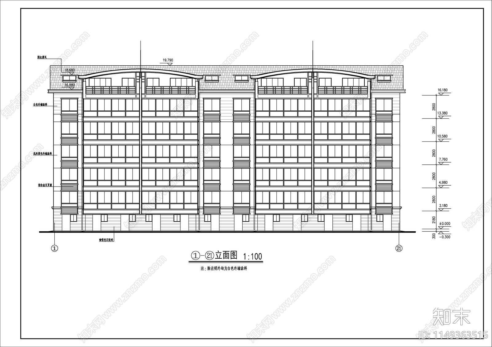 多层双拼住宅建筑cad施工图下载【ID:1149363515】