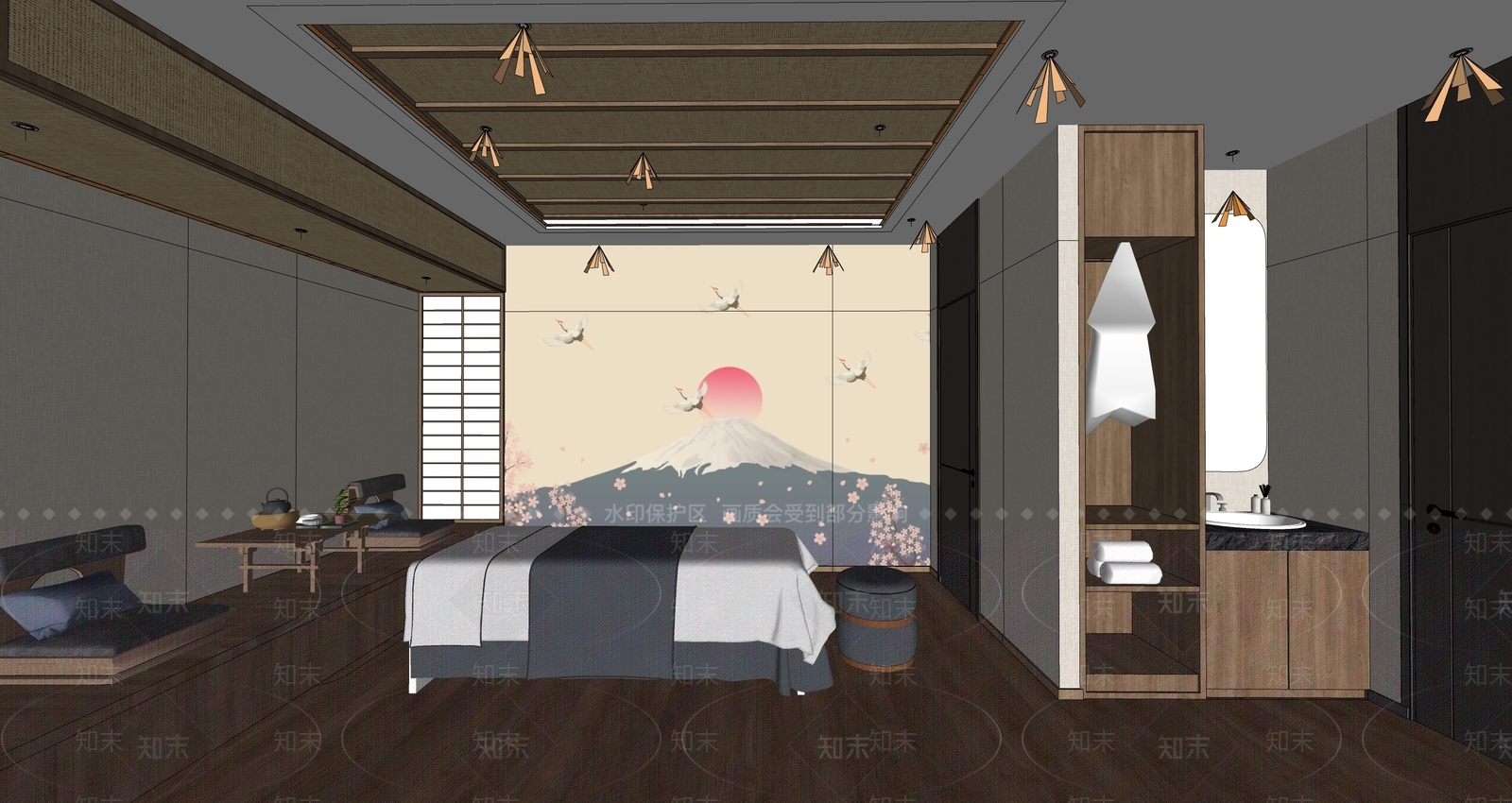 日式spa会所SU模型下载【ID:1149363829】
