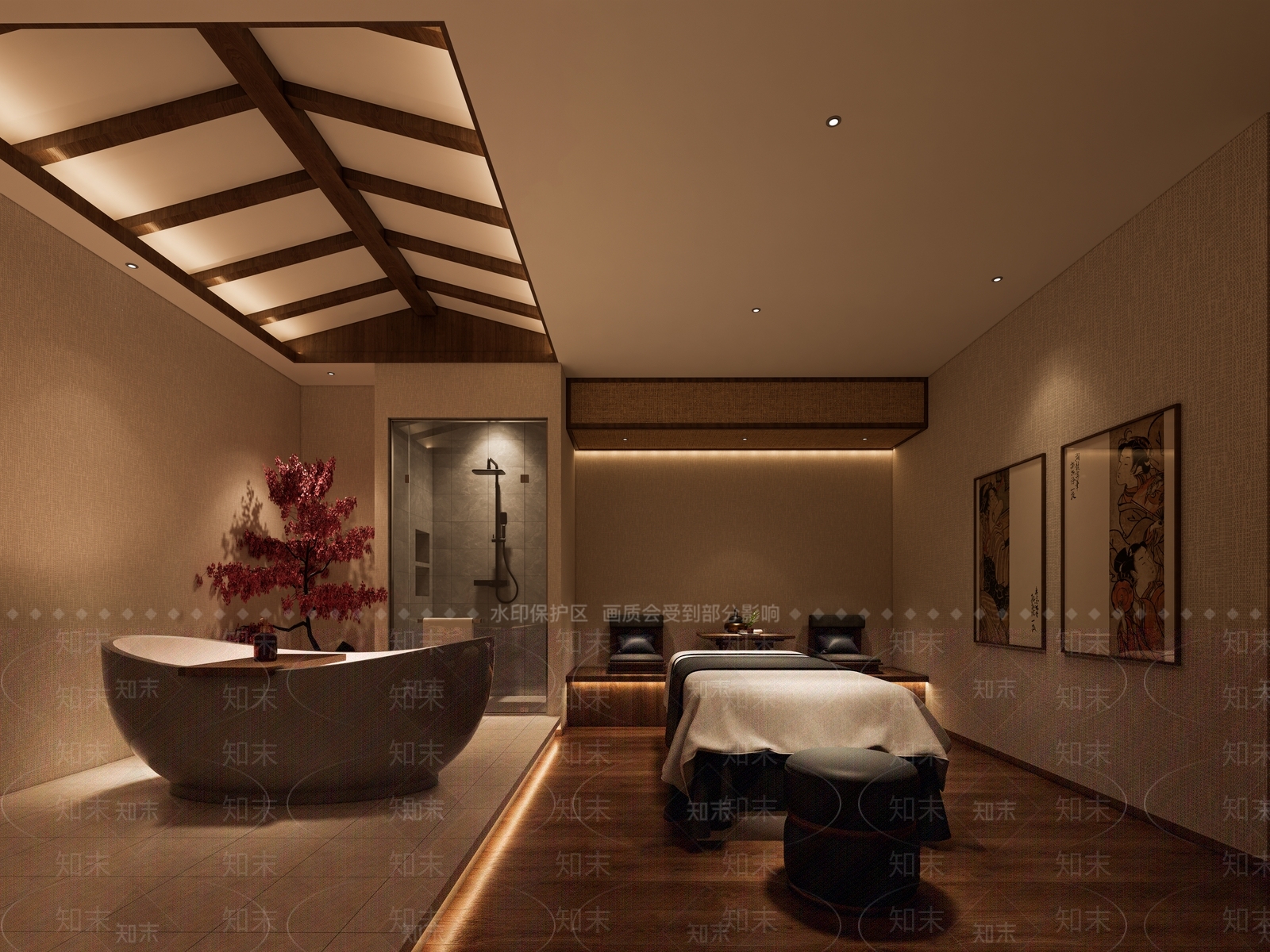 日式spa会所SU模型下载【ID:1149363973】