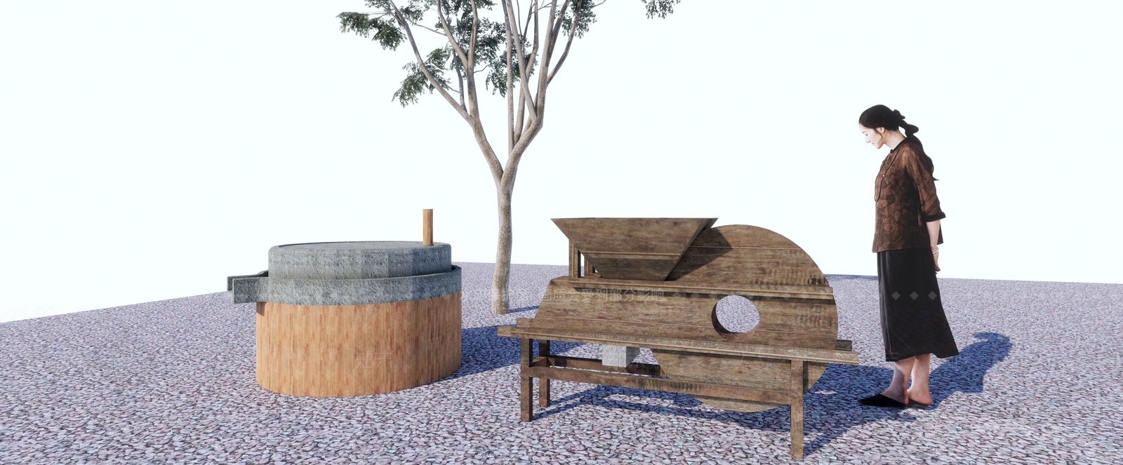 中式农具SU模型下载【ID:1149364664】