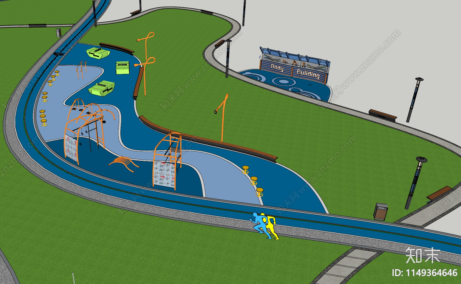 现代运动场地SU模型下载【ID:1149364646】