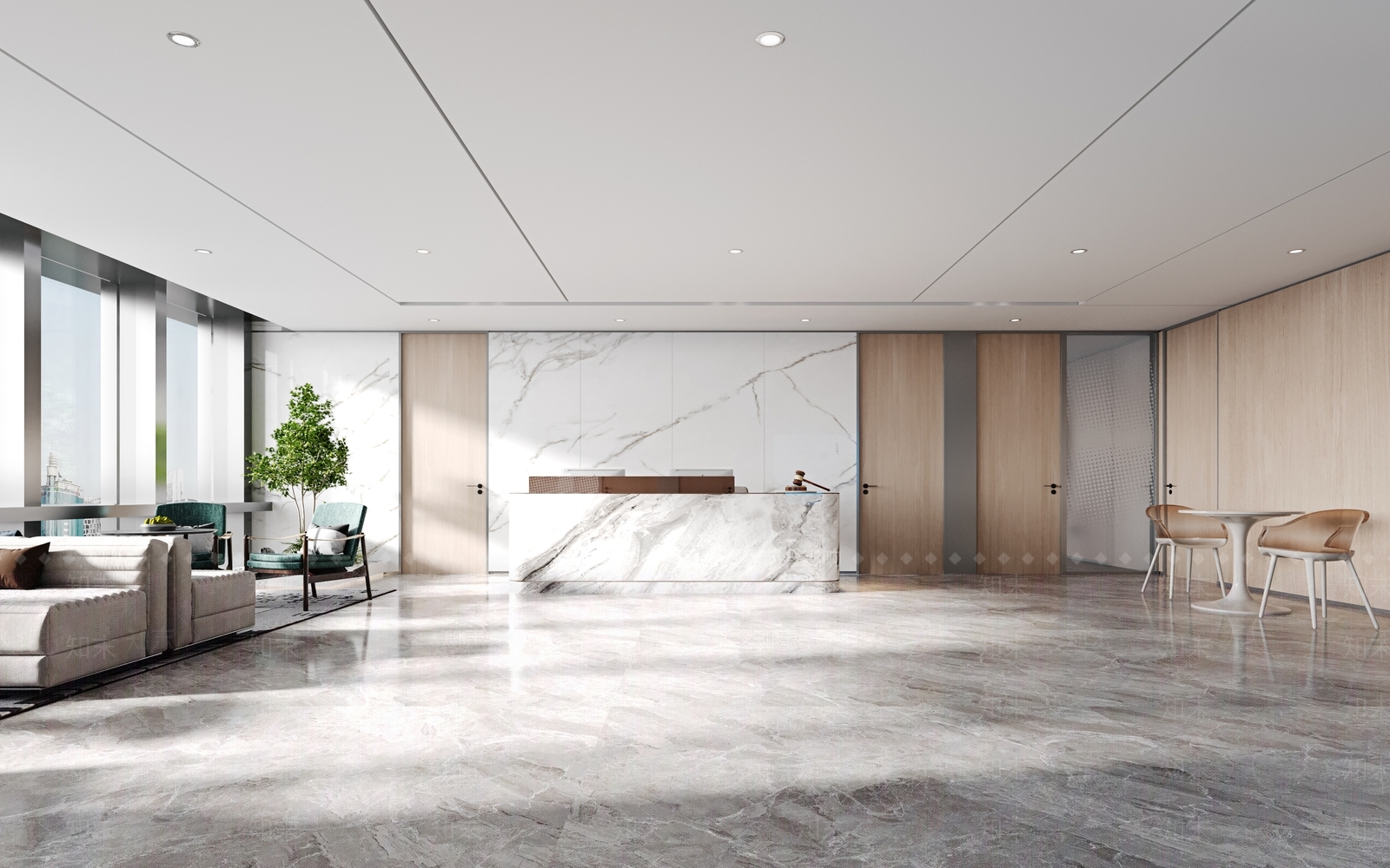 现代公司大堂办公室大堂3D模型下载【ID:1149365526】