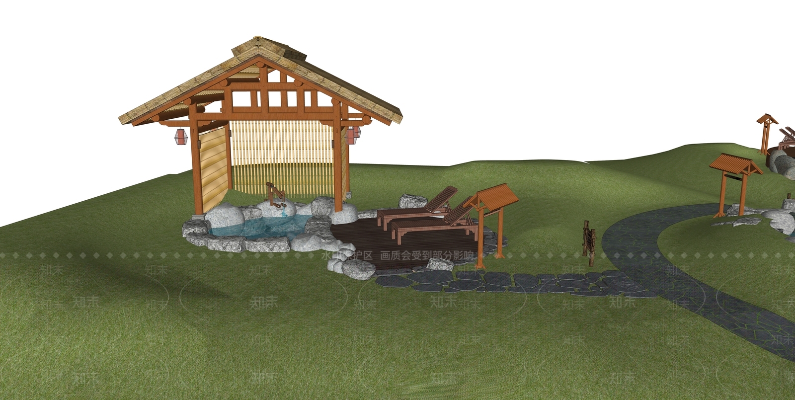 新中式乡村公园SU模型下载【ID:1149775696】