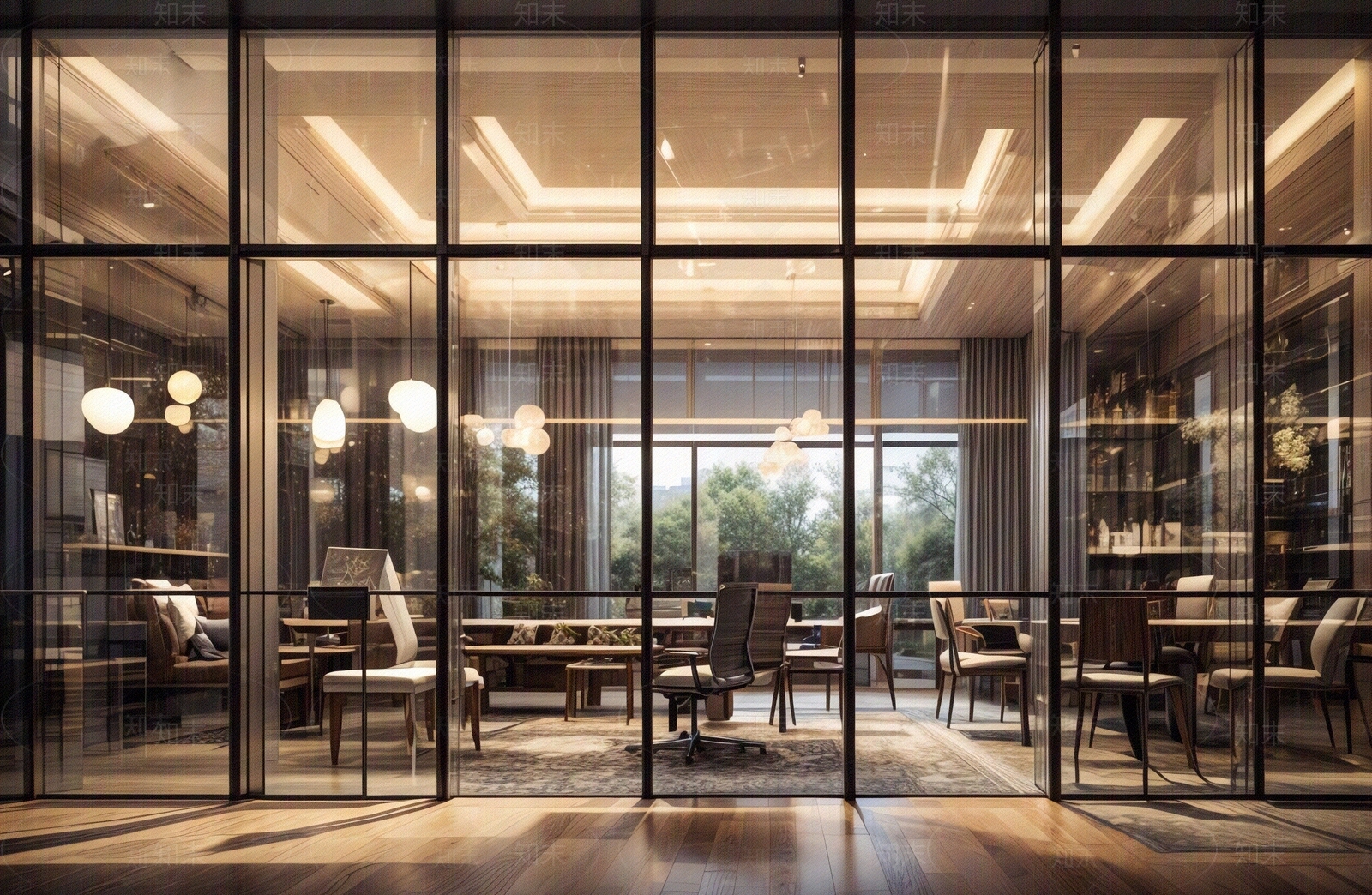 现代餐厅玻璃外景贴图下载【ID:1149369883】