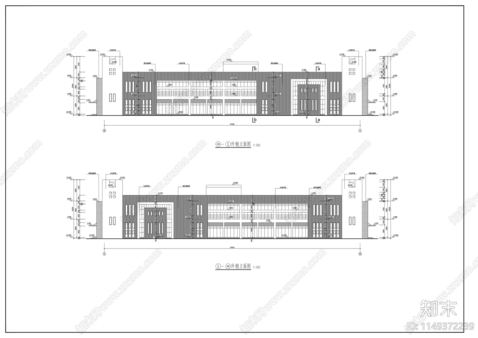 高校二层食堂建筑施工图cad施工图下载【ID:1149372239】