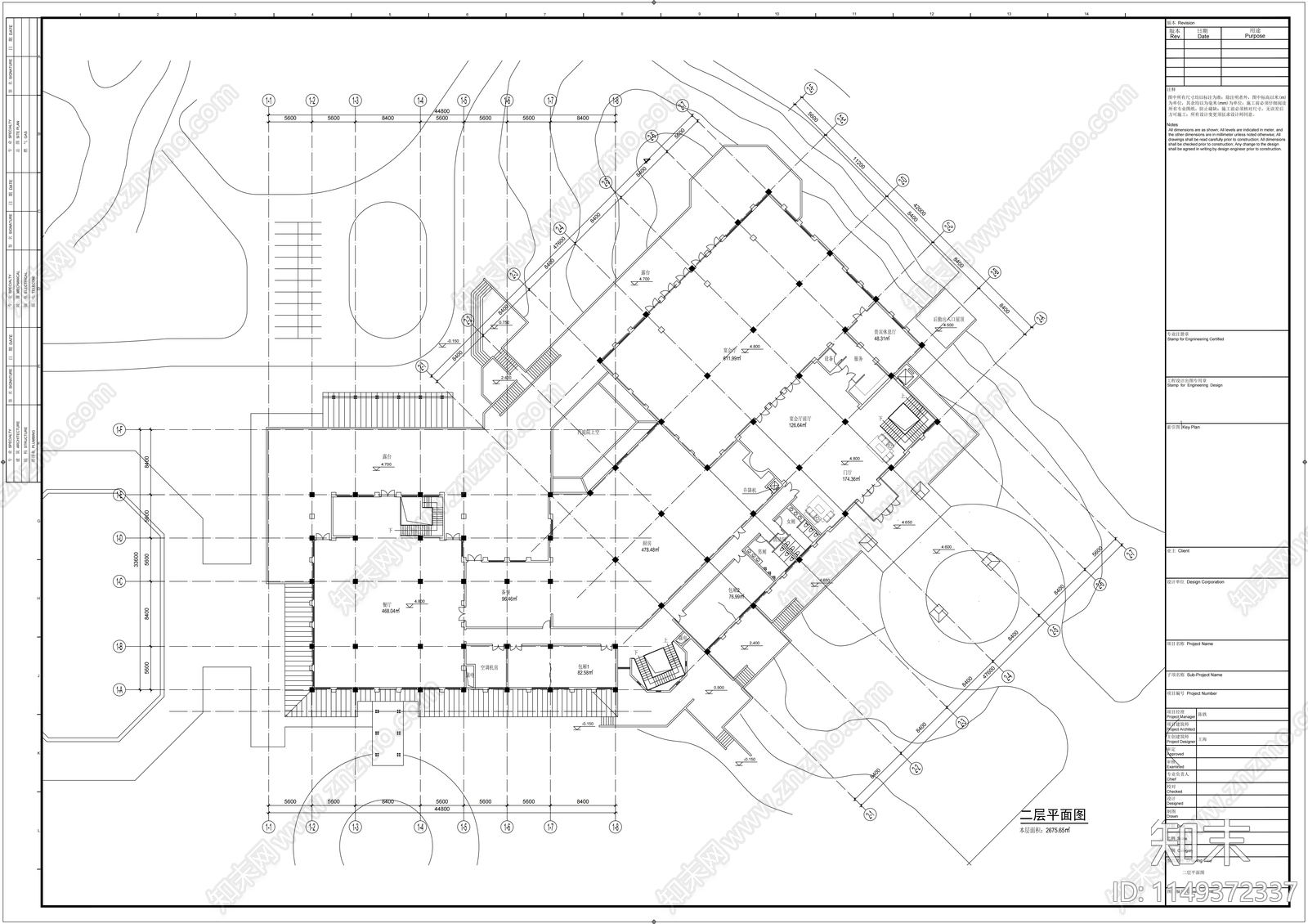 美式风格高尔夫俱乐部会所cad施工图下载【ID:1149372337】