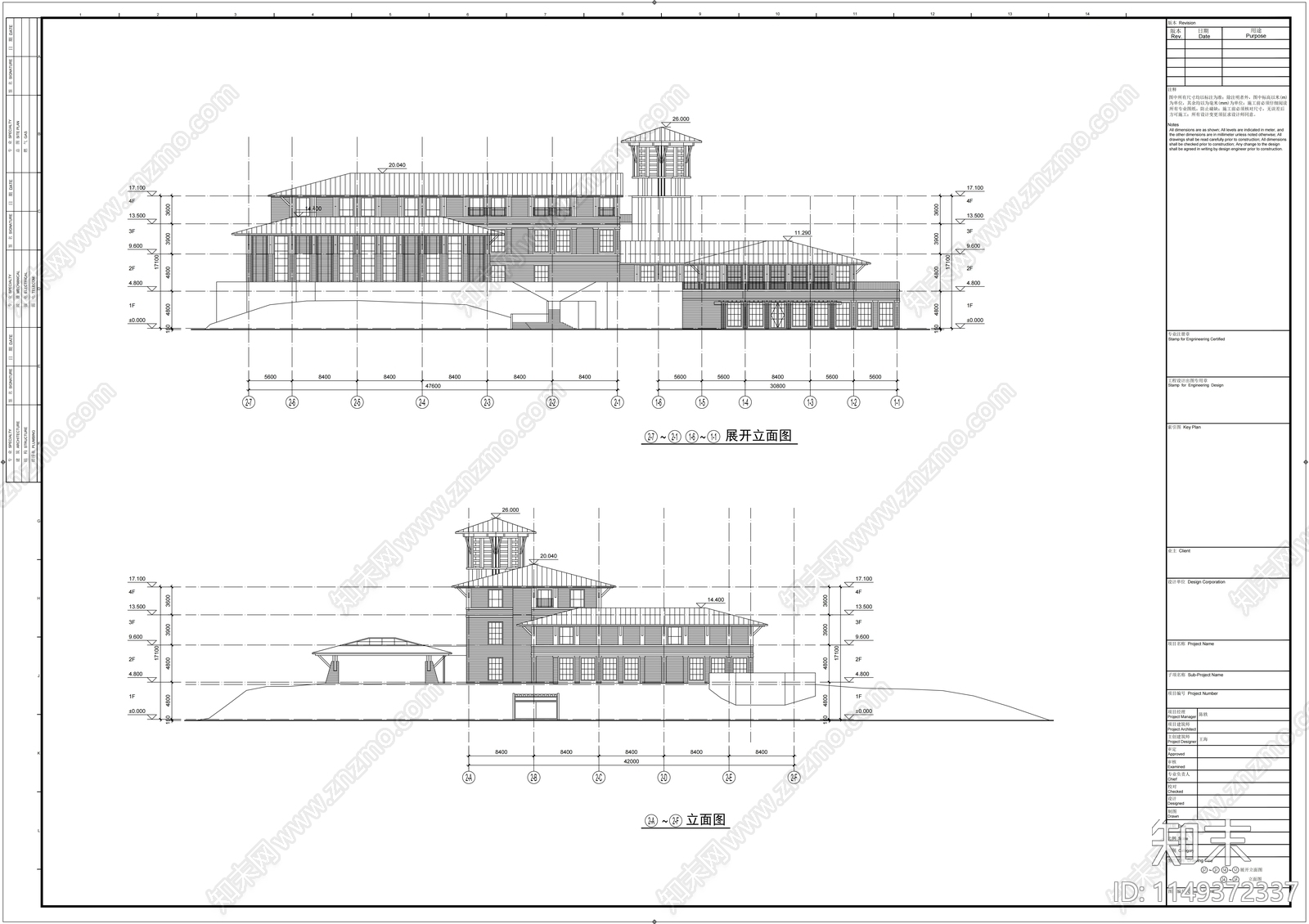 美式风格高尔夫俱乐部会所cad施工图下载【ID:1149372337】