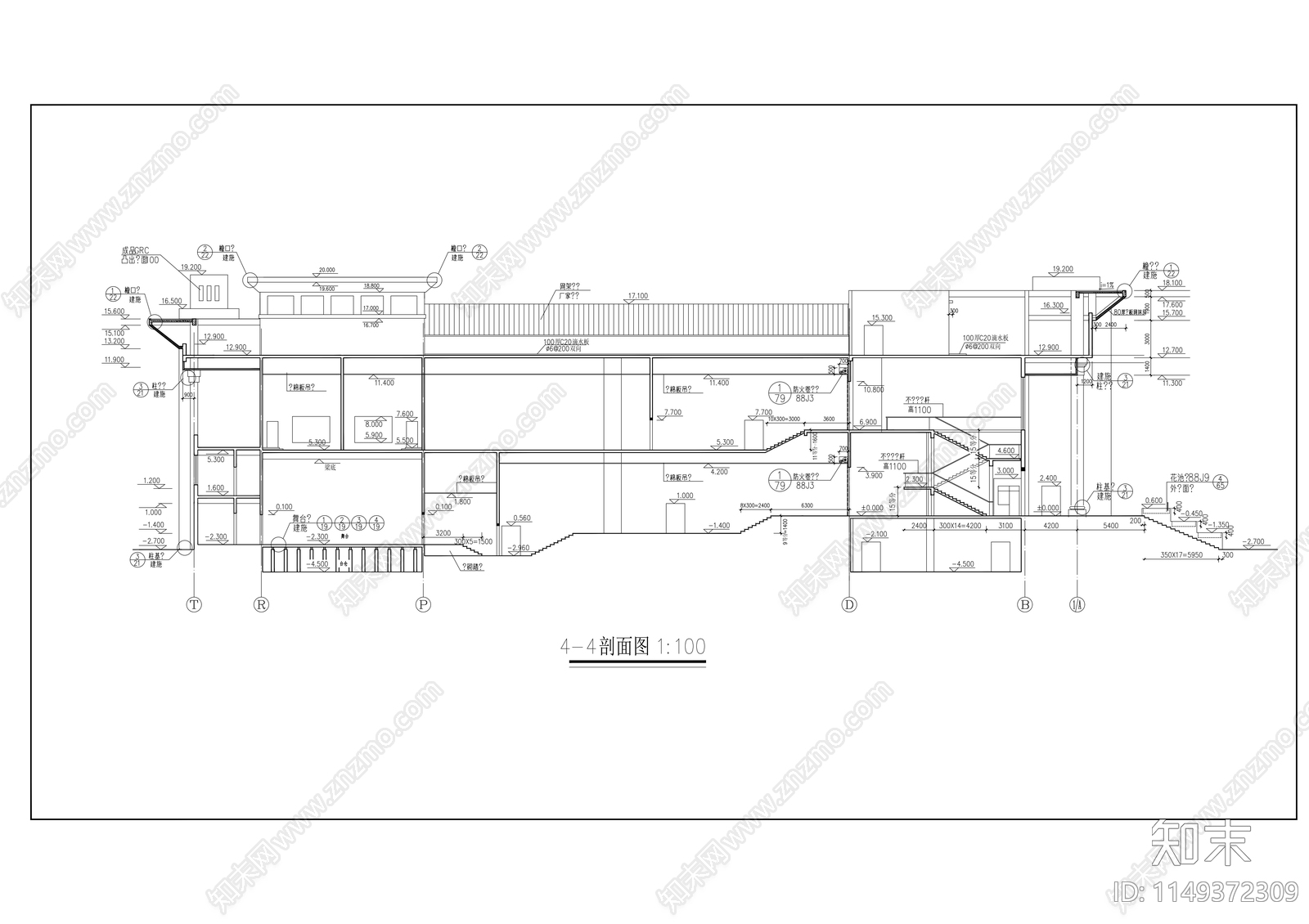 农业大学二层大礼堂建筑施工图cad施工图下载【ID:1149372309】