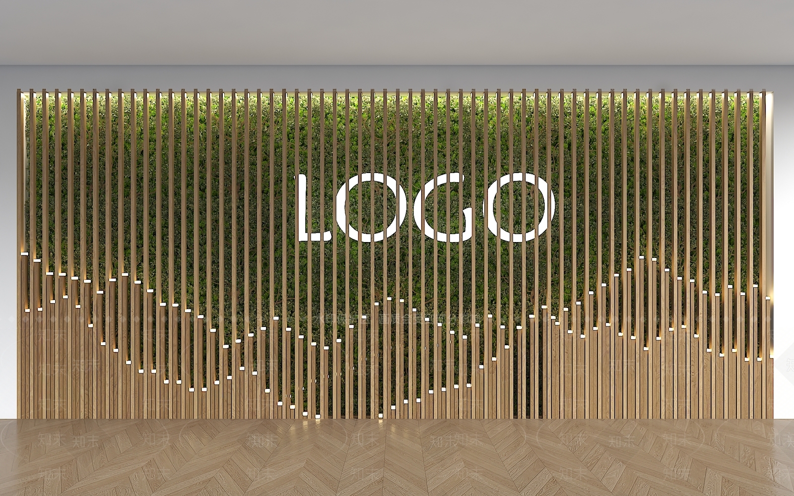 现代绿植背景墙3D模型下载【ID:1149372743】