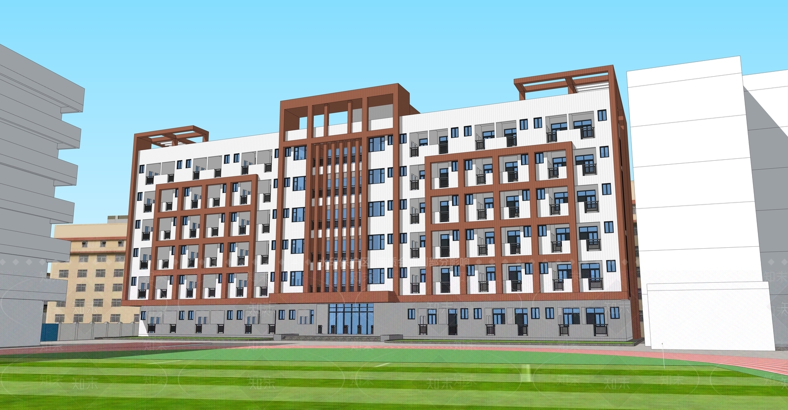 现代教学楼SU模型下载【ID:1149373436】