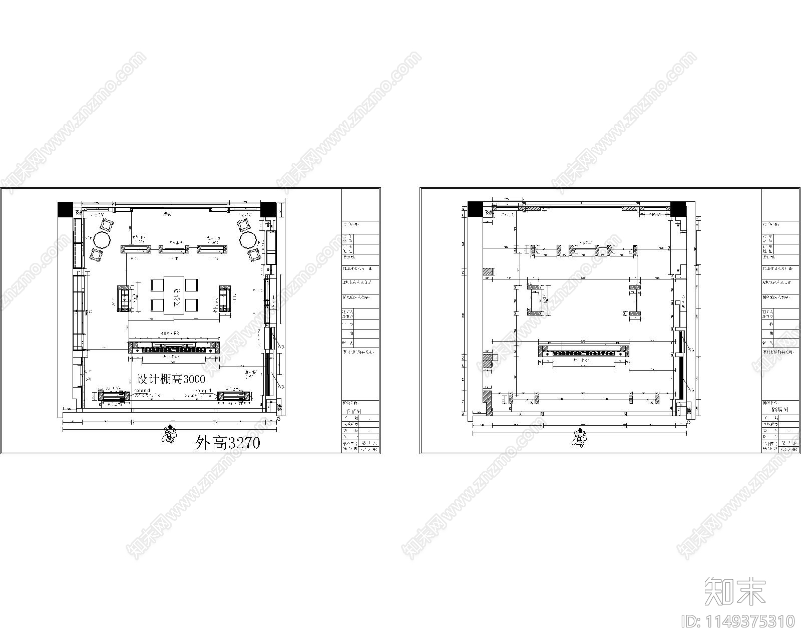 木门家具店店面平面图施工图下载【ID:1149375310】