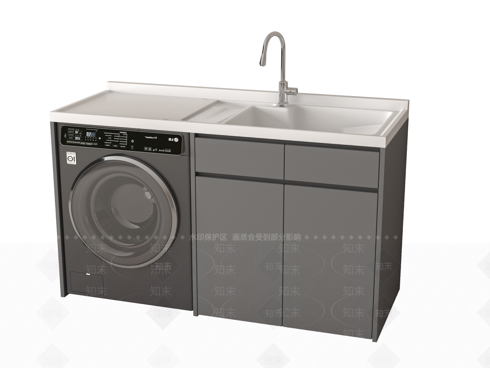 现代洗衣机柜SU模型下载【ID:1149377187】